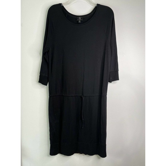 Pl Movement by Pink Lotus Mini Dress Drawstring Waist Black Size Large - Picture 3 of 9